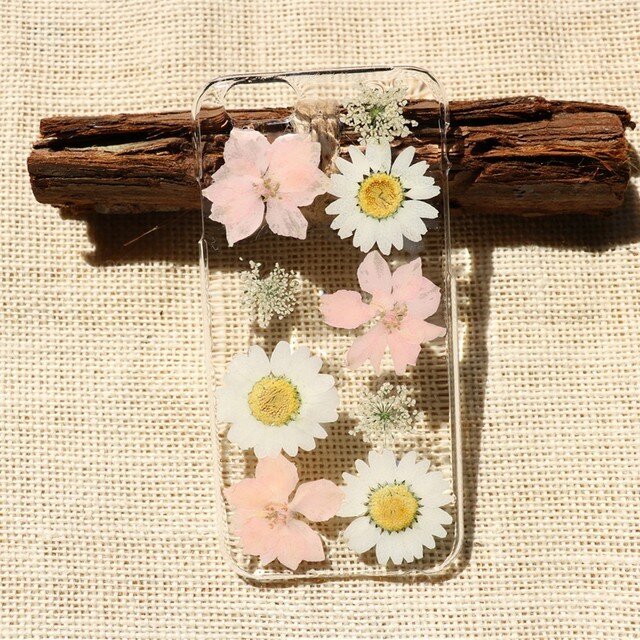 押し花ケース iPhone/Galaxy/Xperia 多機種対応 スマホカバー 花柄 スマホケース NO:mu015の画像1枚目