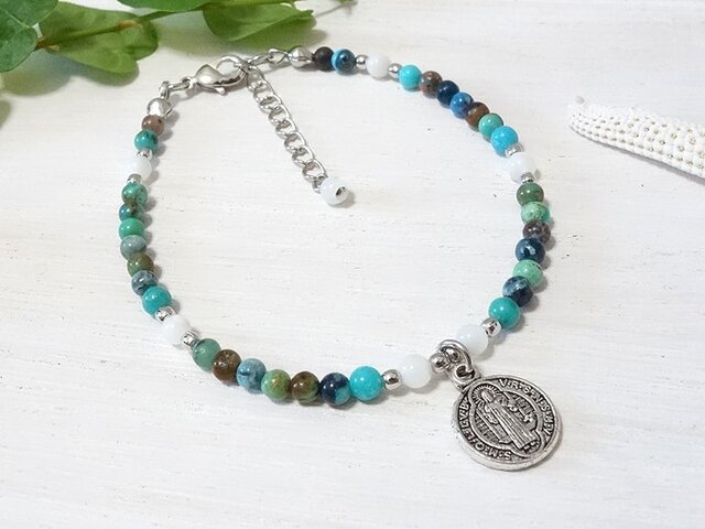 *turquoise summer #03* 天然色ブレスレットの画像1枚目