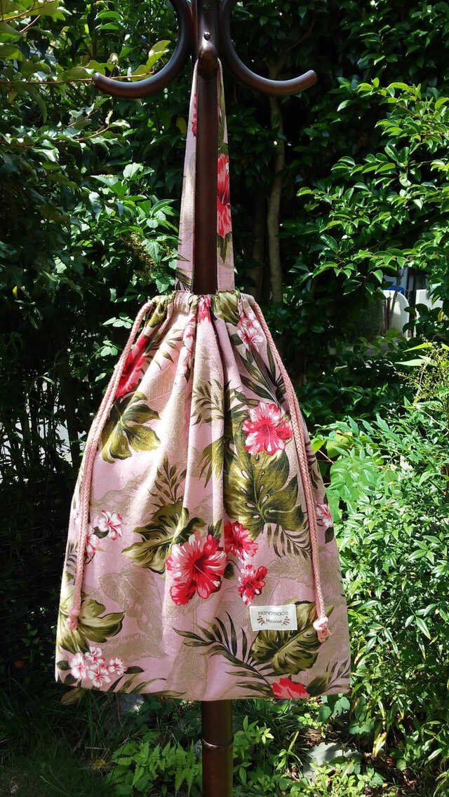 夏の大きな巾着 再出品有り ピンクの画像1枚目