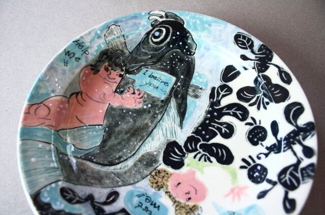 歌川国芳/金太郎とEmilyのお皿 /陶芸家/陶器/金太郎/Japanese ceramic/potteryの画像1枚目