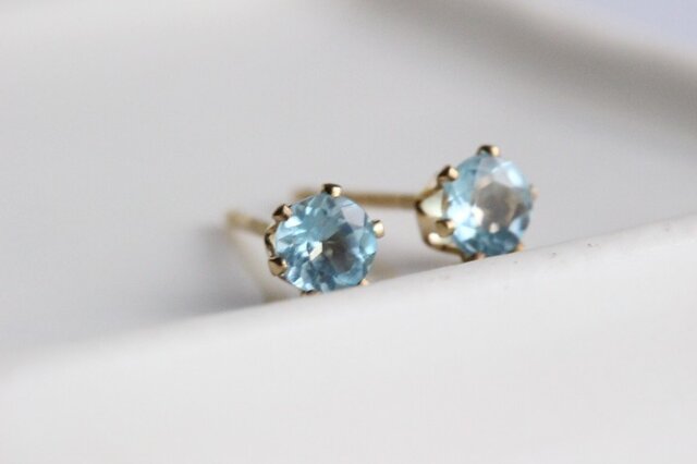 《mignon》スイスブルートパーズのスタッドピアス 3.5mm【K14gf】の画像1枚目