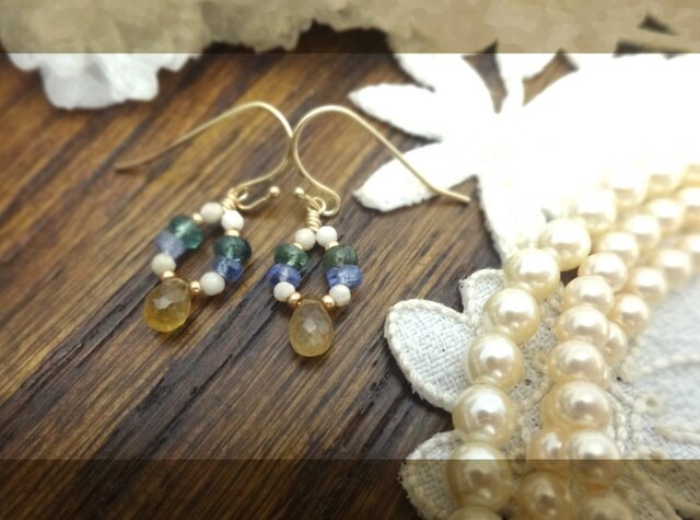 イエロートルマリンのしずく pierce・earingの画像1枚目