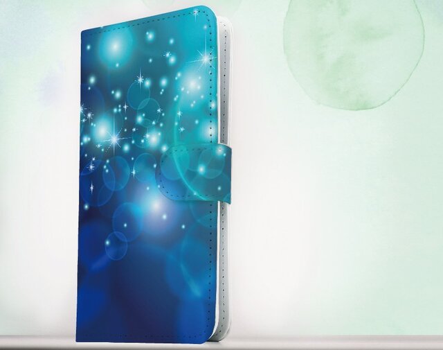 全機種対応 手帳型 スマホケース iPhoneXs iPhone9 iPhoneXs Max光 グリッター グランブルーの画像1枚目