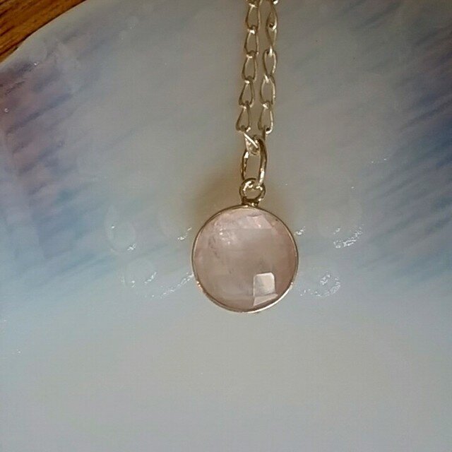 宝石質☆ローズクォーツ silver ペンダント の画像1枚目