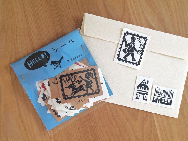 切り絵のHelloシールの画像1枚目