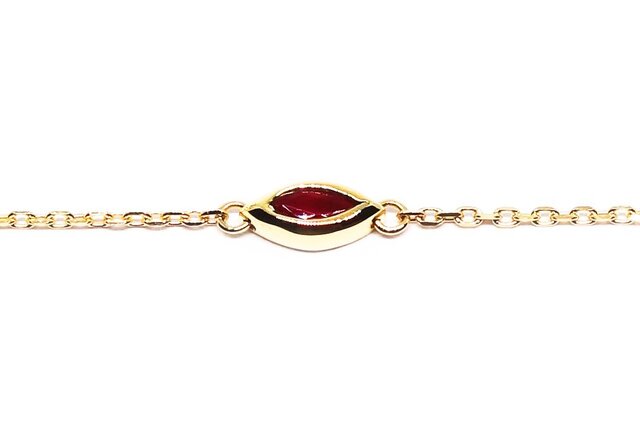 K18+透明真紅ルビーマーキースのブレスレット【Pio by Parakee】ruby braceletの画像1枚目