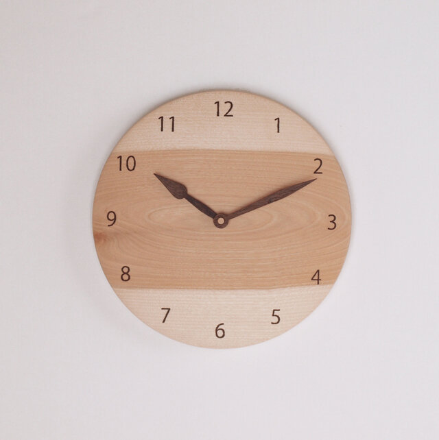木製 掛け時計 丸型 カバ材20