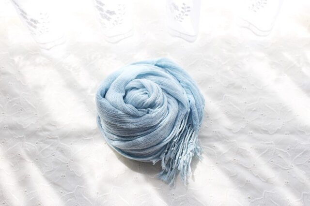 cottonの藍<水縹>stoleの画像1枚目
