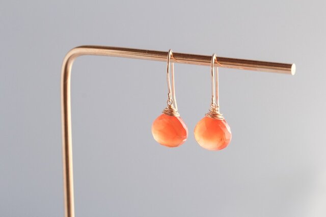 carnelian large hook earringsの画像1枚目