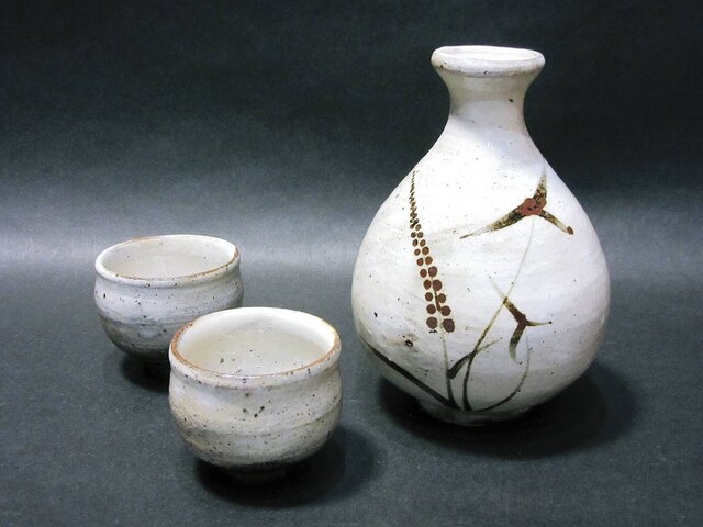 絵粉引酒器セット(水引)の画像1枚目