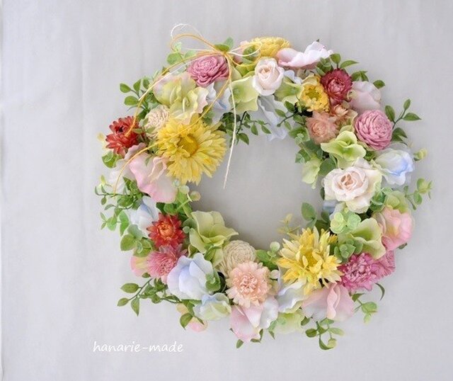 yellow daisy & blue white sweet peaの画像1枚目