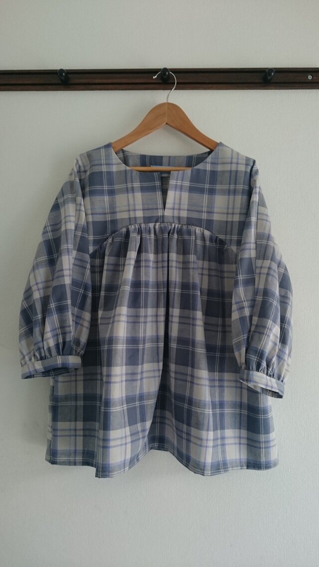 キーネックプル(コットンリネンチェック)