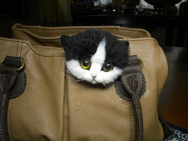 ハチワレねこちゃんブローチの画像1枚目