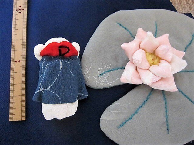 ちりめん細工☆お地蔵様(おじぞう様)・ハス・葉っぱ お盆・お