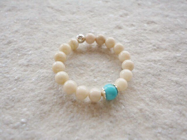 SV925★BEADS RING/RIVER STONE×TURQUOISEの画像1枚目