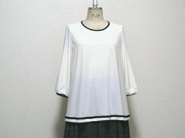 SALE・限定1点☆高級綿のAライン七分袖ブラウスの画像1枚目