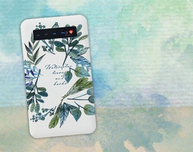 【モバイルバッテリー】水彩で描いた花とハーブ for iPhone&Androidの画像1枚目