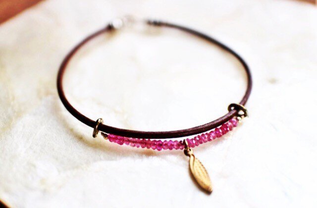 *受注製作*leather&ruby*anklet***の画像1枚目