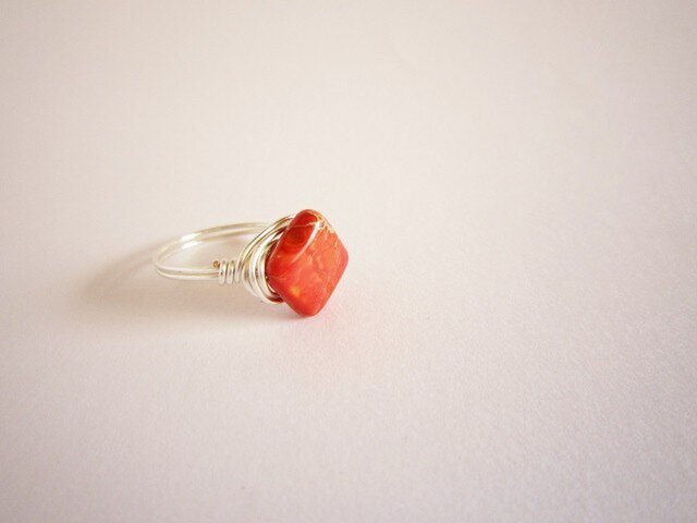 オレンジハウライト Wire Ringの画像1枚目