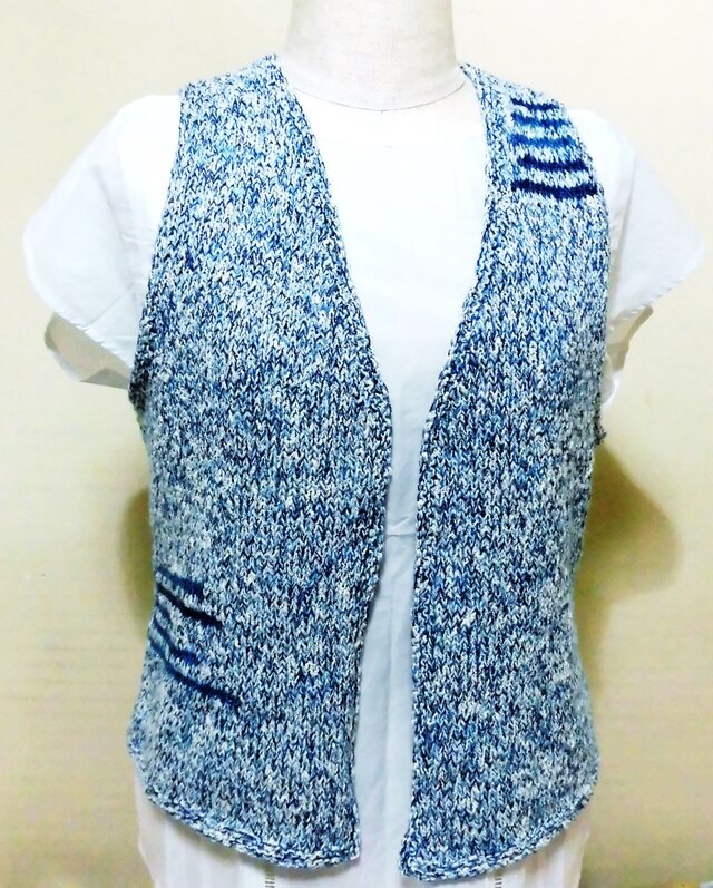 ハーモニーヤーンのベスト（ブルー）