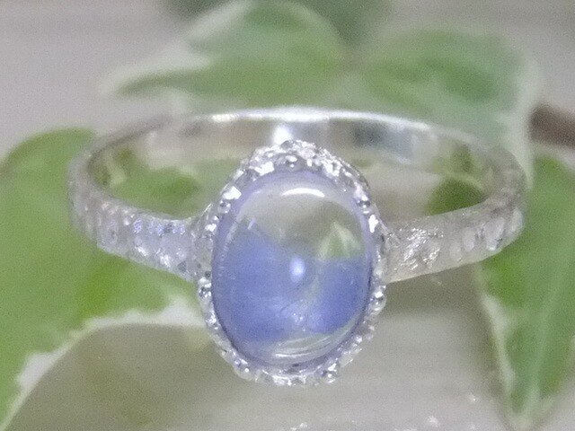 デュモルチェライトinクォーツ*925レースringの画像1枚目