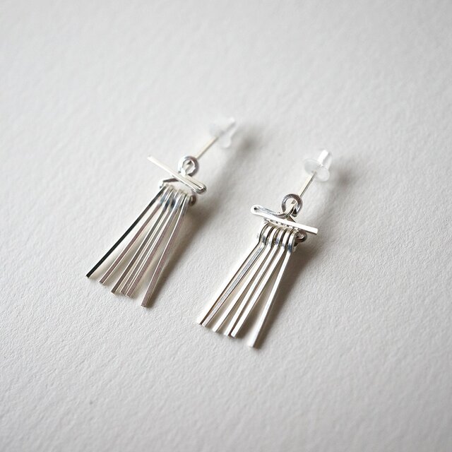 Short line fringe pierce sv925 シルバー フリンジ 2way ピアスの画像1枚目