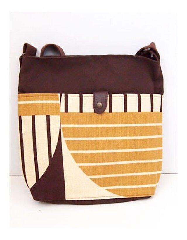 ヴィンテージファブリック x 帆布 レトロな斜め掛けショルダーバッグ(Half Moon)