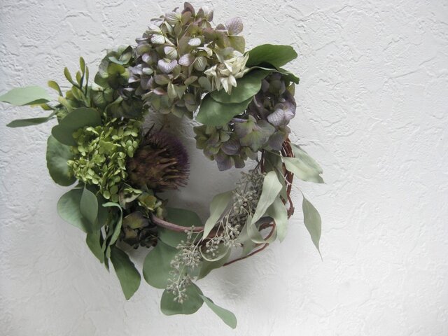 summer wreath(紫陽花とアーティチョーク)の画像1枚目