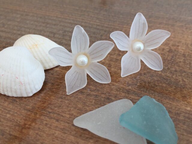 すりガラスのお花コットンパールの画像1枚目
