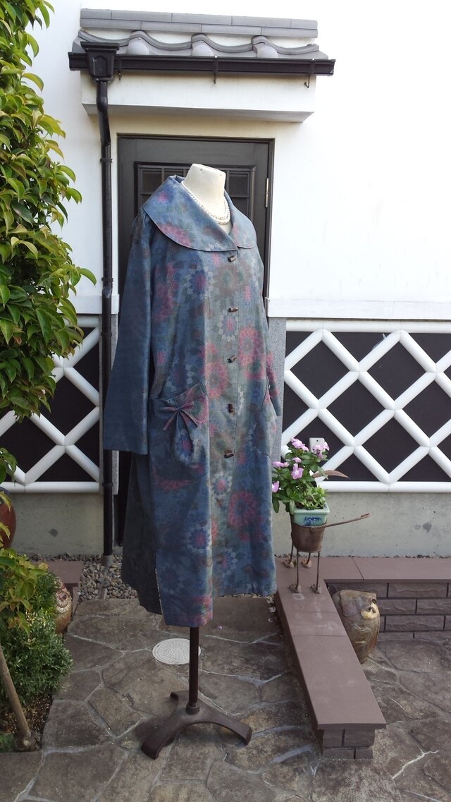 ５着物リメイク大島紬使用コート 着物リメイク大島紬をコートにリメイクする方法｜ri-haの洋裁部屋