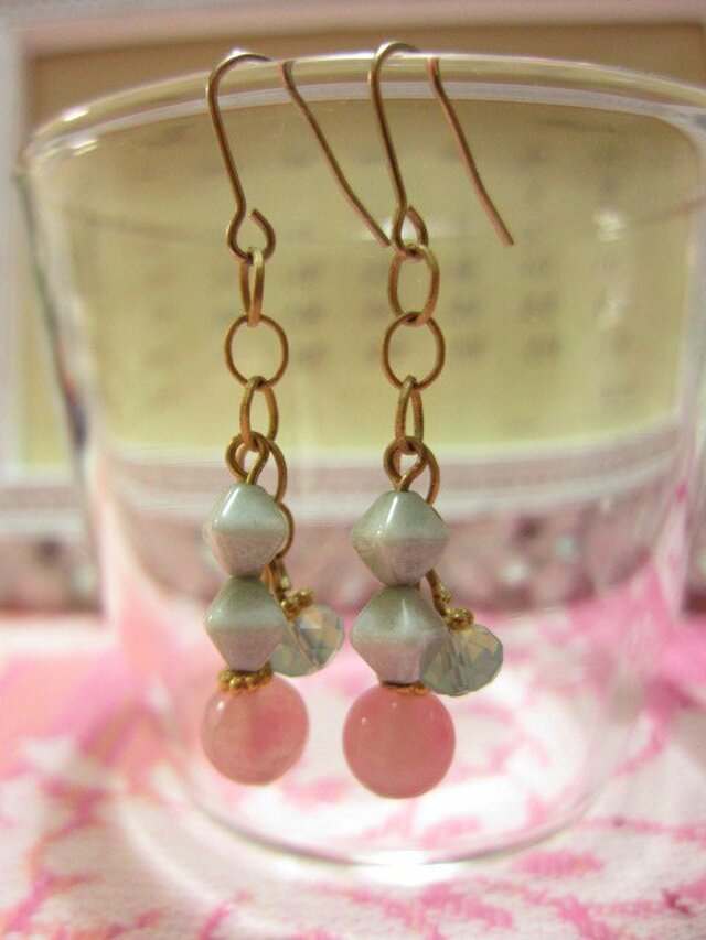 pink quartz x vintage beadsの画像1枚目