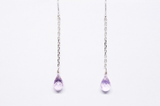 SV925アメシストブリオレットロングピアス【Pio by Parakee】amethyst brioletteの画像1枚目