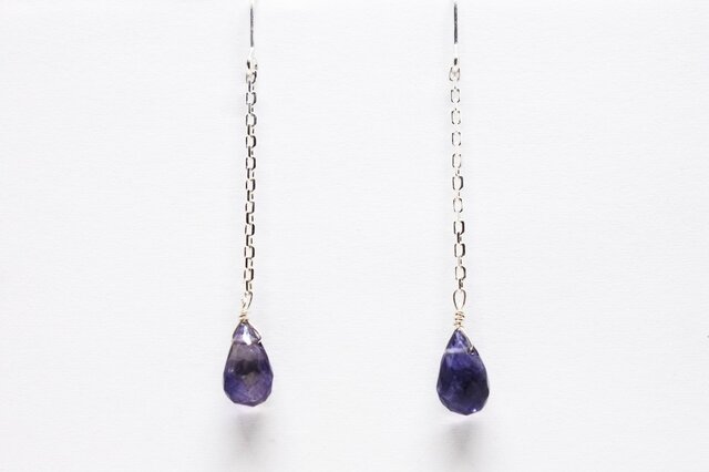 SV925アイオライトブリオレットロングピアス【Pio by Parakee】amethyst brioletteの画像1枚目