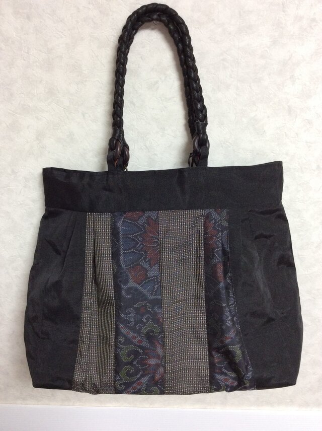 送料無料 大島紬と畳縁のコラボ   丈夫でとっても軽いトートバッグ