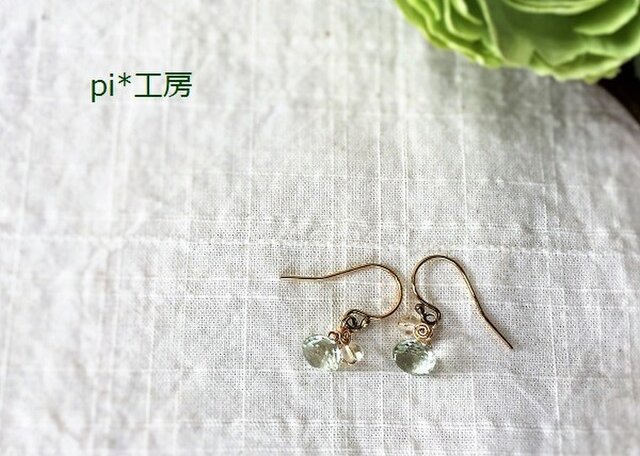 グリーンアメジストのオニオンピアス(14GF)の画像1枚目