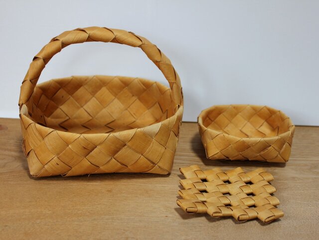 白樺の持ち手付き おやつかごセット | iichi 日々の暮らしを