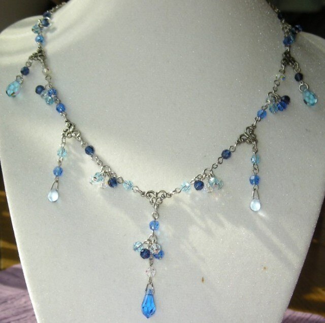 スワロフスキー　ネックレス　Neva Long Blue ロング正規品極美品箱付 No.92 スワロフスキーネックレス ダークブルー | iichi 日々の