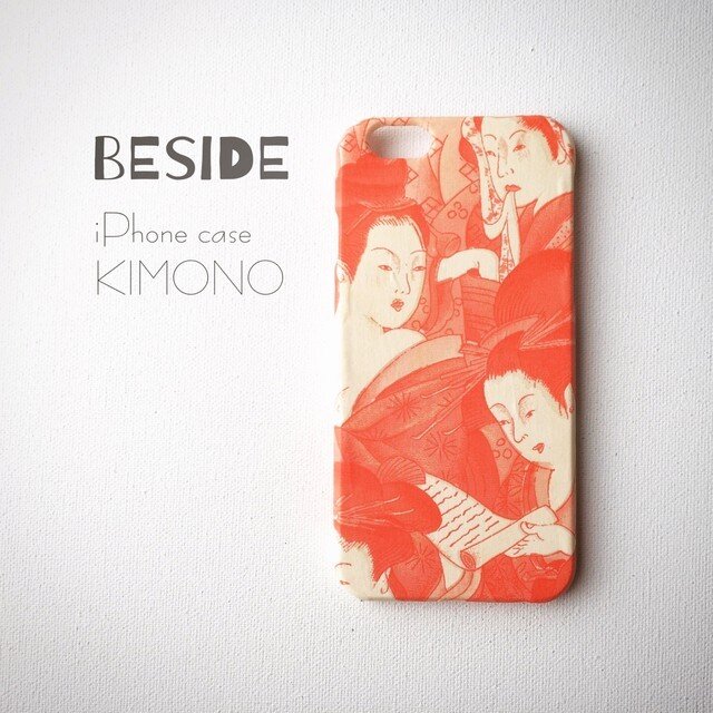【 KIMONO 】希少☆アンティーク着物iPhoneケース(江戸美人画)の画像1枚目