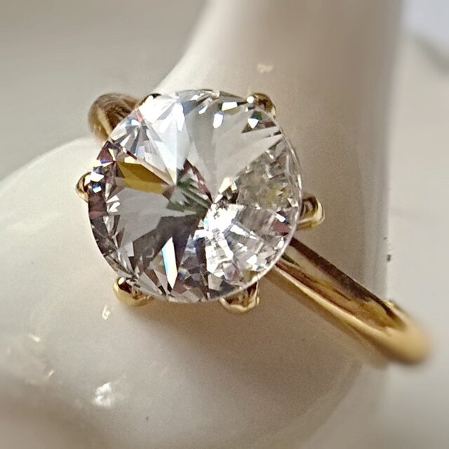 【スワロフスキー sparkle     一粒リング】クリスタル