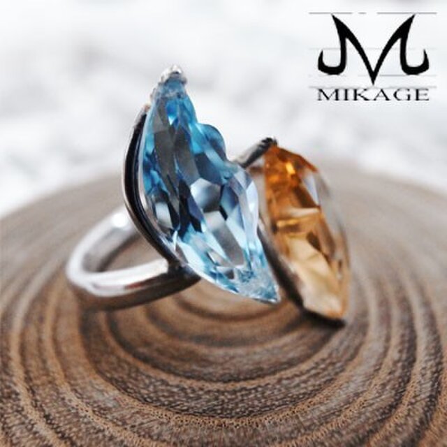 Dual Moon：銀９２５トパーズとシトリンのリング（御影宝飾工房）