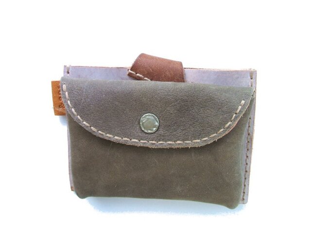 pass card case ブラウン×アンティークホワイトの画像1枚目