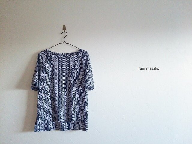 浴衣生地の胸ポッケTシャツ*後ろ下がりの画像1枚目