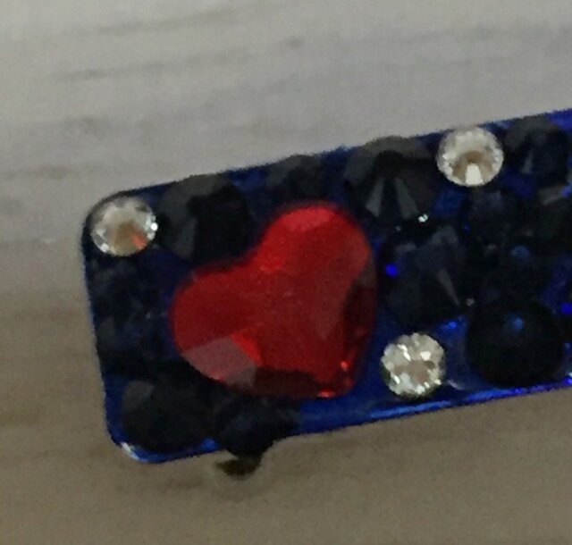 ドットとハートがキュート☆靴ひも飾り2個☆ネイビー☆スワロフスキー