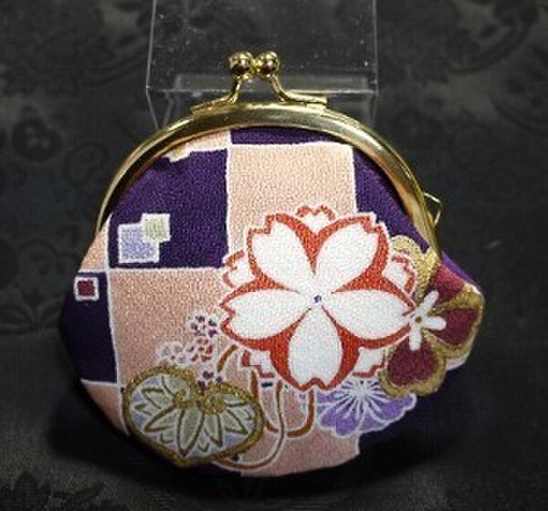 手描友禅がま口 市松Pinkの画像1枚目