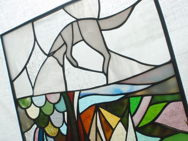 ステンドグラス 北極キツネのパネル | iichi 日々の暮らしを心地よく