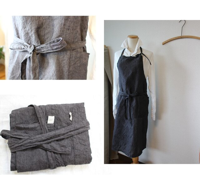 高級リトアニアリネンで作製した男女兼用フルエプロン