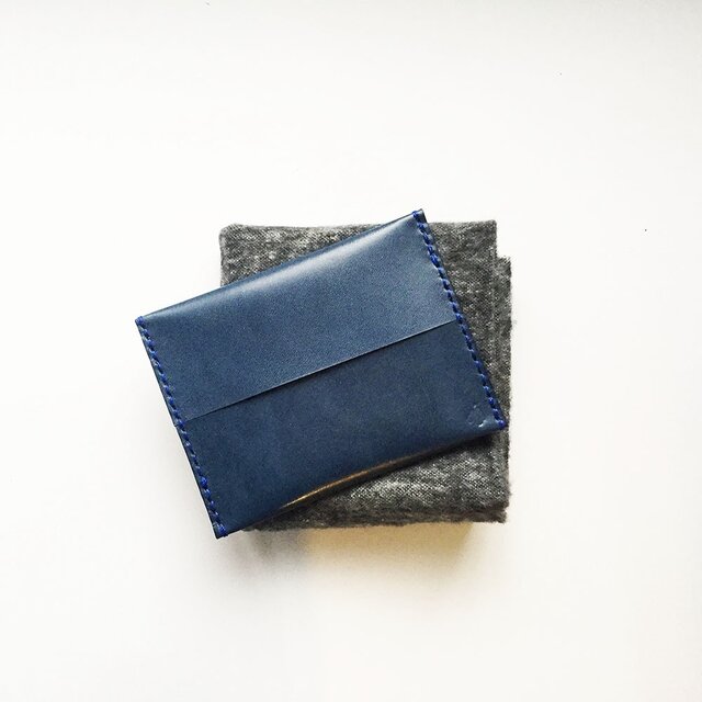 革のポケットティッシュカバー　藍