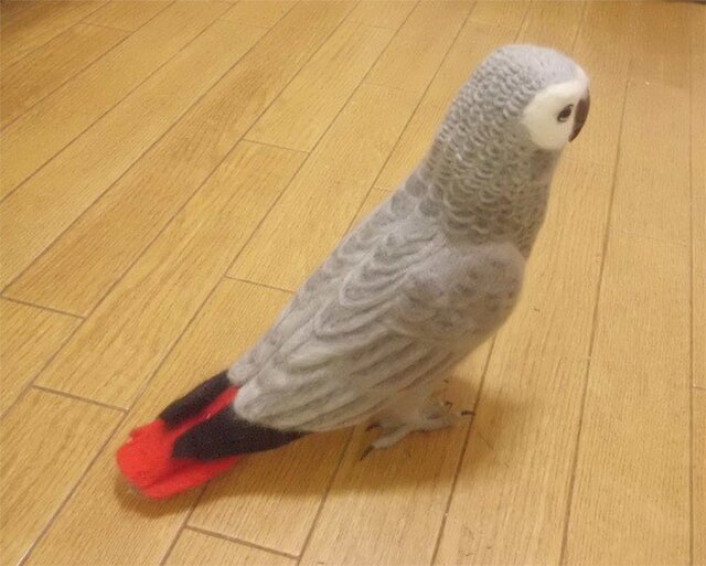 リアルサイズ！ ヨウム ぬいぐるみ 受注作成 羊毛フェルト 羊毛インコ 羊毛ぬいぐるみ 工房小鳥屋さん | iichi  日々の暮らしを心地よくするハンドメイドやアンティークのマーケットプレイス