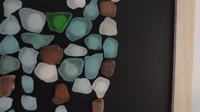 ≪シーグラス インテリア≫シーグラスのはり絵 ～猫 neco | iichi 日々