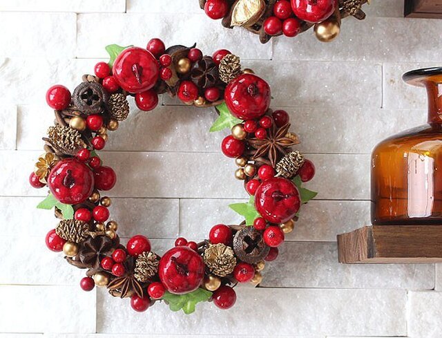 りんご・レッド・ミニミニ・リース (31R15) クリスマス | iichi 日々の